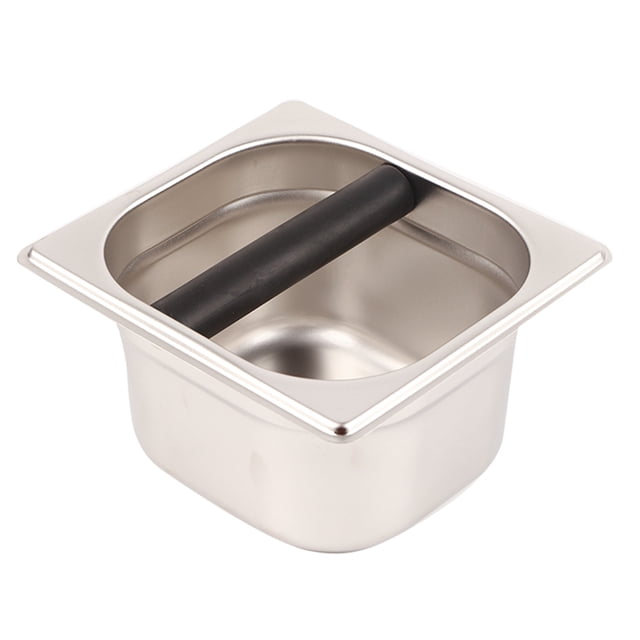 ZPSHYD Coffee Knock Box en acier inoxydable Boîte à Café Knock Box en Acier Inoxydable avec Barre en Caoutchouc, Conteneur pour Machine à Café, Résidus de Café, 1800ml, Noir