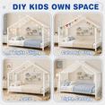 thumbnail image 3 of SESSLIFE Twin House Bed Frame White, Twin Floor Bed with Roof Frame, Montessori Style Metal Platform Bed with 18 Slats, No Box Spring Needed, 350 lb Support, 3 of 8