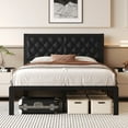 thumbnail image 1 of Homall Full Size Bed Frame with Headboard PU Leather Upholstered Bed Frame Platform,All Metal Slats Support Platform Bed Frame with Storage Space,Easy Assembly,Noise Free,No Box Spring Needed,Black, 1 of 7