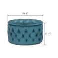 thumbnail image 4 of Homebeez Round Storage Ottoman Button Tufted Footrest Stool Coffee Table Children Sofa Stool,Blue, 4 of 7
