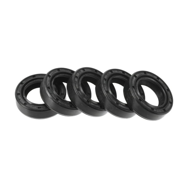 Sello de aceite universal Unique Bargains TC de doble labio con resorte de acero, sello de eje rotativo 16x25x7mm, alta presión, caucho NBR negro, 5 piezas