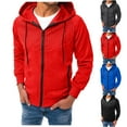 thumbnail image 3 of KaLI_store Mens Hoodies with Zipper Mens Casual Pullover Hoodie Long Sleeve Cotton Hooded Sweatshirts with Kanga Pocket Red,XXL, 3 of 5