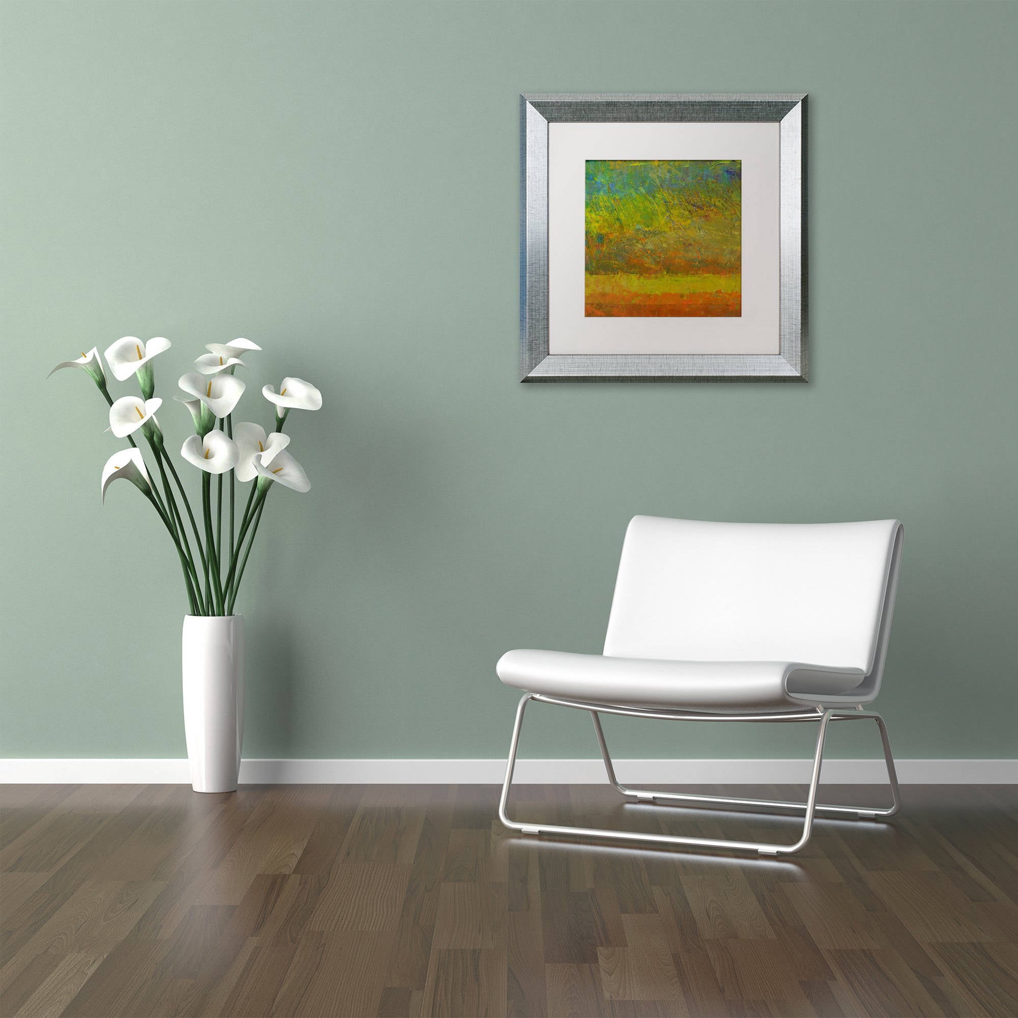 Trademark Fine Art "Golden Dawn" Canvas Art by Michelle Calkins, White Matte, Silver Frame