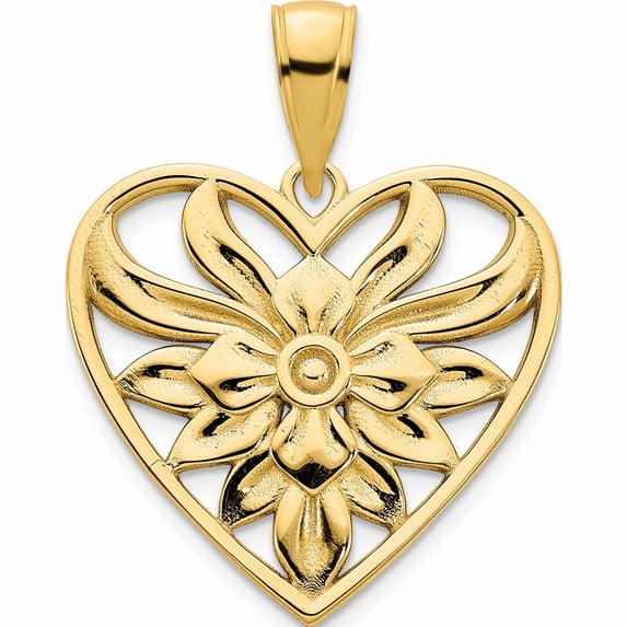 14K Yellow Gold 14Ky Fancy Heart Pendant Made In United States -Jewelry By Sweet Pea