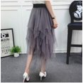 thumbnail image 5 of LBKKC Women's Tulle Skirt Formal High Low Asymmetrical Midi Tea-Length Elastic Waist Skirt Grey, 5 of 5