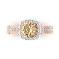 thumbnail image 2 of 2.7ct round cut yellow moissanite 14k rose gold halo Bridal Wedding Engagement Promise Anniversary Ring for Women size 3.75, 2 of 7