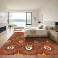thumbnail image 3 of ODIKA 5'x7' Machine Washable Non-Slip Area Rug, Playful Fox Faces and Acorn Cluster Design High Traffic Rug, Brown, 911218, 3 of 7