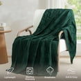thumbnail image 6 of Whale Flotilla Knit Throw Blanket for Couch, Soft Fuzzy Decorative Knitted Blanket for Sofa Bed, Lightweight Cozy Warm Throws, 50x60 Inch, Dark Green, 6 of 8