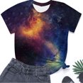 thumbnail image 4 of T-shirts Femmes Coupe Ample Mode Décontractée Col Rond Étoile Imprimé Scintillant Manches Courtes T-Shirts Surdimensionnés Orange m, 4 of 4