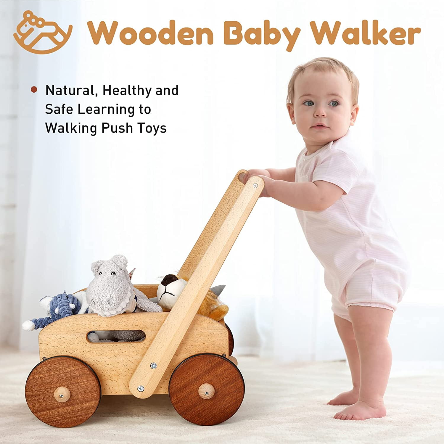 Baby Shark Toys Wooden Baby Walker - Toddlers Learning to Walk