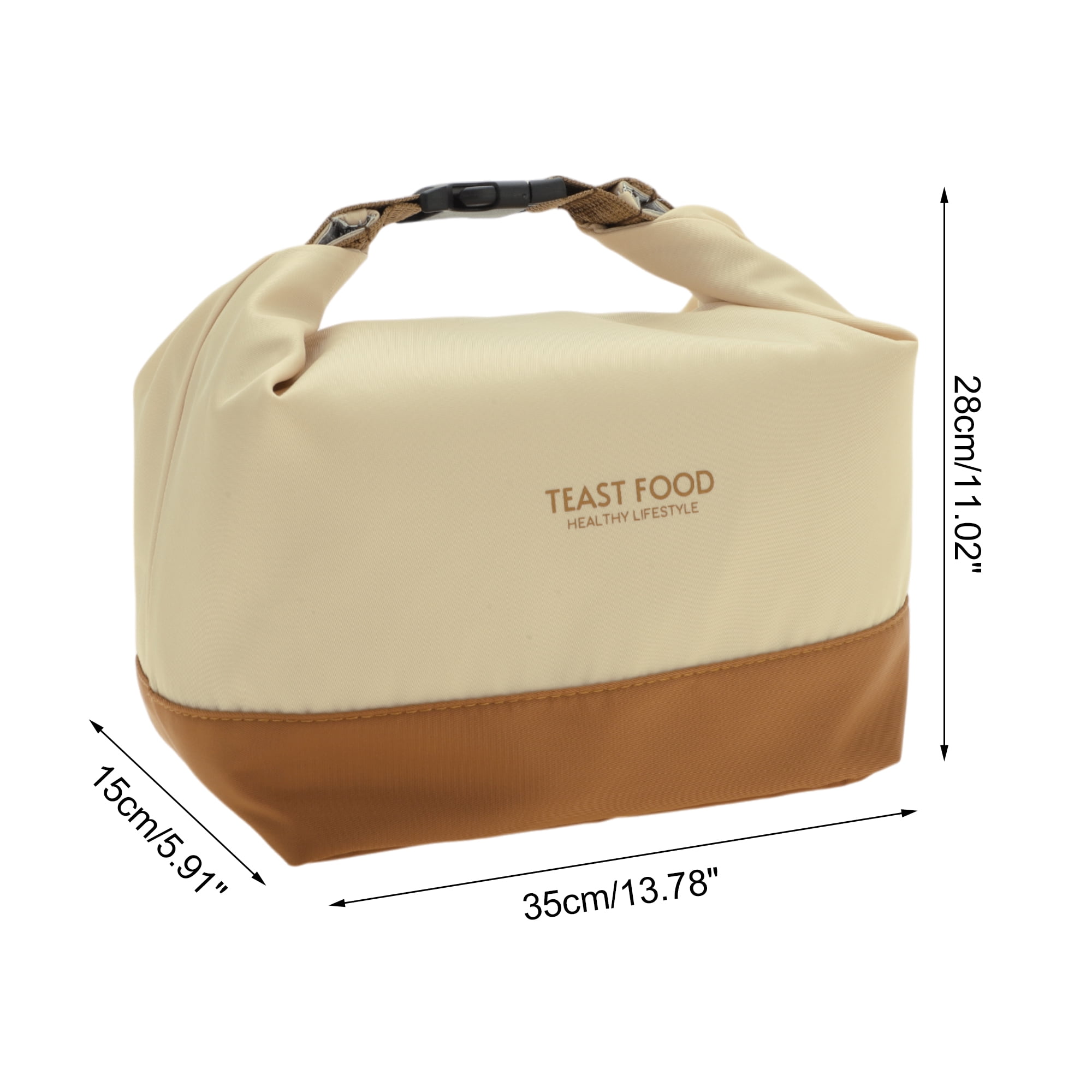 Unique Bargains Insulated Lunch Tote Cooler for Work 13.78"x5.91"x11.02" 1 Pc Brown