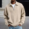 thumbnail image 2 of Mens Quarter Zip Sweater Cable Knitted Pullover Sweaters Textured Solid Colors Sweater, 2 of 4