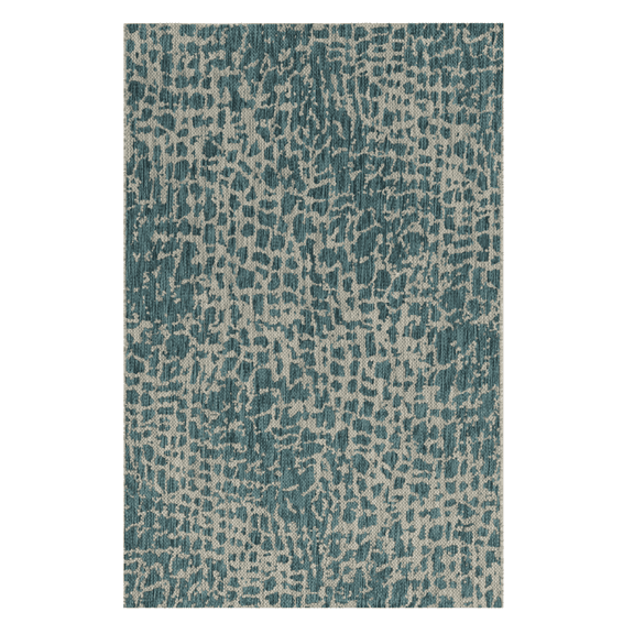 3'x5' Teal Machine Woven UV Treated Animal Print Indoor Outdoor Area Rug