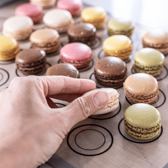 Macaron Baking Mats 4 Pack for Perfect Macarons & Cook - Silicone Macaron Baking Sheets with Size Guiding Circles