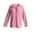 thumbnail image 4 of Women Hoodies Long Sleeve Hooded Top Small V Neck Button Shirt Sweatshirt Tops Solid Fall Winter Casual Outerwear, 4 of 4