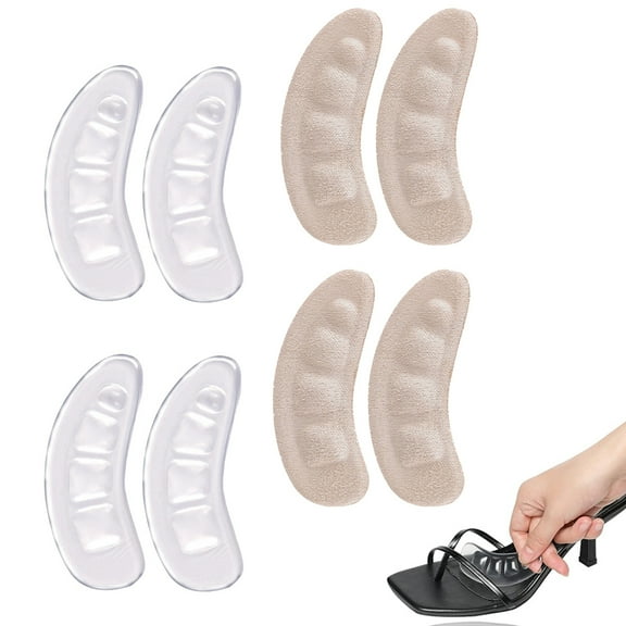 High Heel Inserts, Soft Gel Heel Insole Pads, Non-Slip Metatarsal Pads for Women - 4 Pairs