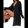 thumbnail image 1 of Cárdigan de Color Liso para Mujer, para Playa, Vacaciones, Informal, para Bikini, Traje de Baño, Protección Solar Negro un Tamaño, 1 of 8