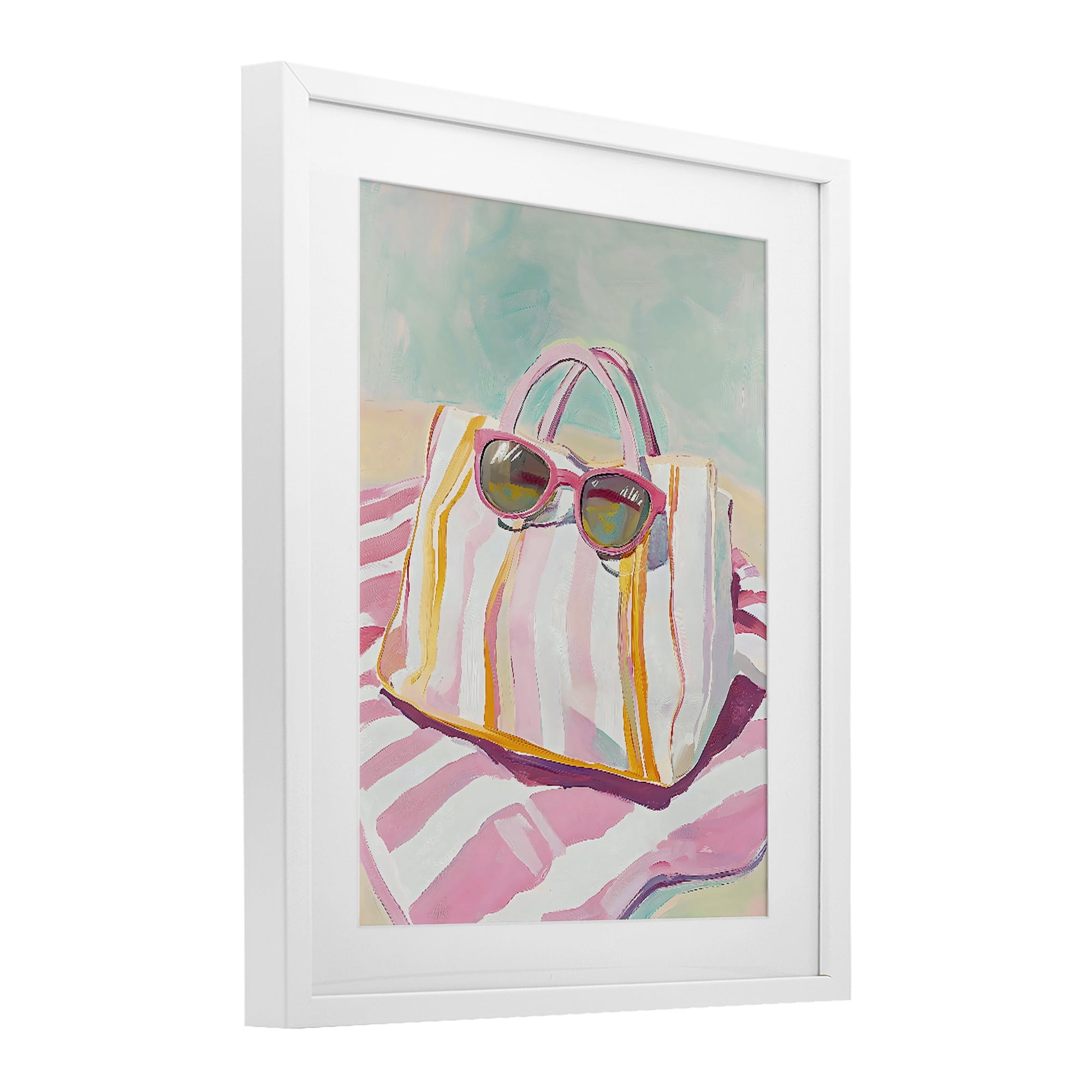Stupell Industries Beach Bag & Sunglasses White Framed Print Under Glass, design by The Prints Vibe