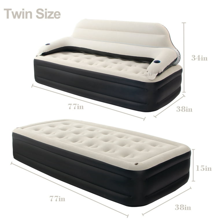Honeydrill 15 Twin Size Air Mattress with Headboard Airbed Inflatable Couch with Pump