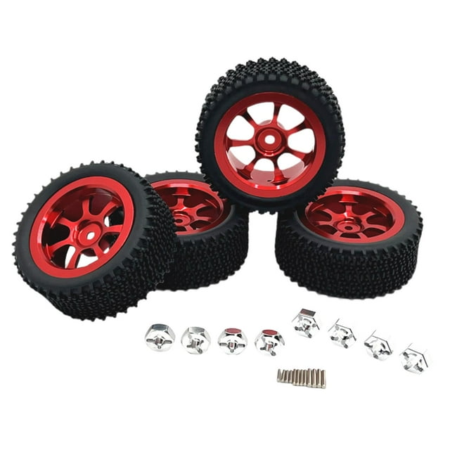 segolike 4 Pcs Roues et Pneus RC Pièce RC pour Wltoys Voiture RC Crawler 1/14 Accessoires DIY Rouge
