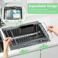 thumbnail image 2 of Space-Saving Dish Drying Rack Over The Sink with Cutlery Holder, Expandable Design for 14''-19'' Kitchen Sink Grey, 2 of 6