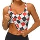 thumbnail image 3 of Balery Red and black argyle Sujetadores deportivos con espalda cruzada para mujer, acolchados, sin costuras, de alto impacto, ideales para yoga, gimnasio, entrenamiento y fitness.-Medium, 3 of 8