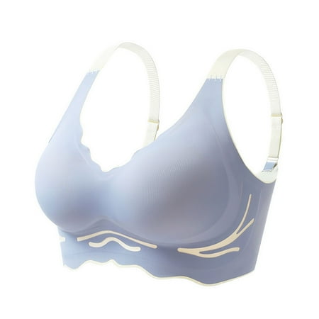 eileial Women s Bra Non Wired Underwear Ladies Padded Full Cup Bras without Underwire with Padding Seamless Bustier Underwear Lette Soft Breathable Sky Blue XXL