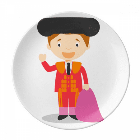 

Red Purple Torero Cartoon Plate Decorative Porcelain Salver Tableware Dinner Dish