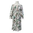 thumbnail image 3 of Vestido Vestido de manga acampanada para mujer Vestido largo de verano con estampado floral y espalda abierta Kuymtek Blanco T S para Mujer, 3 of 8