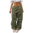 thumbnail image 1 of Pantalon Cargo Droit Attaché pour Femmes Grande Taille Jambe Grand Décontracté, 1 of 6