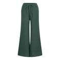 thumbnail image 6 of Riforla Women's Wide Legs Flowing Training Pants Cotton Drawstring Lace Temperament Pants Yoga Body Pants Flared Pants Summer Pants for Women 2024 Green L, 6 of 9
