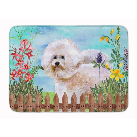 Bichon Frise 2 Spring Machine Washable Memory Foam Mat