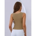 thumbnail image 2 of Unique Bargains Women's Ribbed Undershirt Square Neck Tank Top with Built-In Bra S Brown, 2 of 6