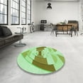thumbnail image 4 of Ahgly Company Machine Washable Indoor Round Transitional Green Area Rugs, 4' Round, 4 of 7