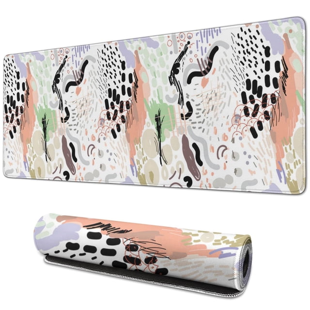 Work in Style with Our Abstract Art Mouse Pad | Modern Boho Leaves Design | Waterproof and Non-Slip | Perfect Office Laptop Accessory,31.5x11.8 inches