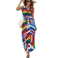 thumbnail image 2 of Flag of Countries Around The World Womens Night Club Maxi Dress V Neck Sleeveless Bohemia Long Dresses, 2 of 9