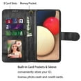 thumbnail image 5 of Ebizware Samsung Galaxy A02S Leather Wallet Case with Card Holder for Women Men, Phone case RFID Blocking Flip [Detachable] Kickstand Cover with Strap for Galaxy A02S, Black, 5 of 8