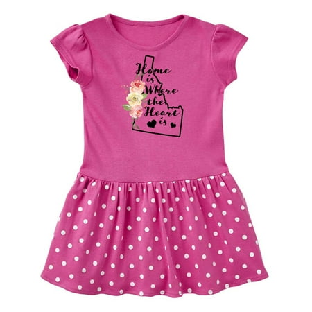 

Inktastic Idaho Home is Where the Heart is with Watercolor Floral Gift Baby Girl Dress