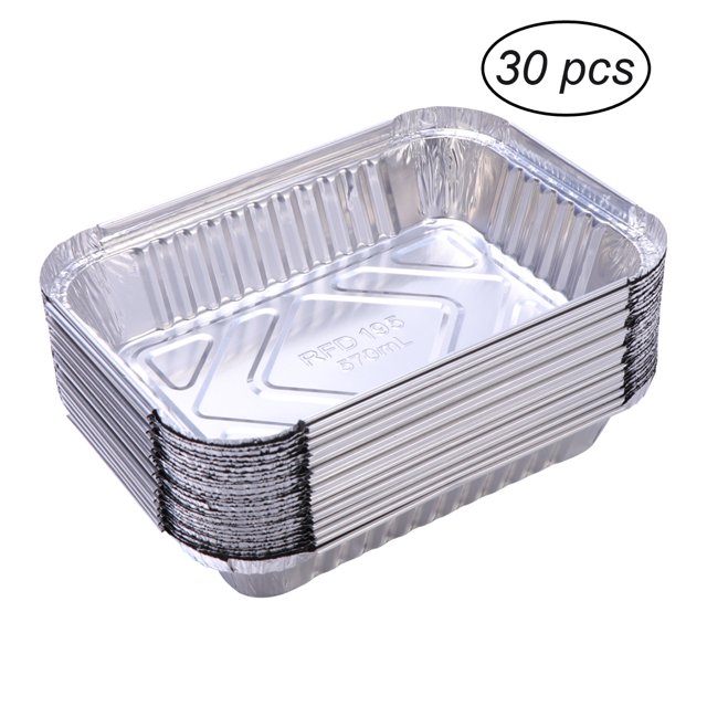30Pack Disposable Aluminum Oblong Foil Pans with Lid Covers Recyclable