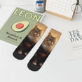 thumbnail image 7 of Rateoe Lakeside Flower Field Cat Pattern Quarter Crew Socks,Toe Seamed Ankle Socks,Cotton Cushioned Breathable Athletic Crew Sports Socks, 7 of 7