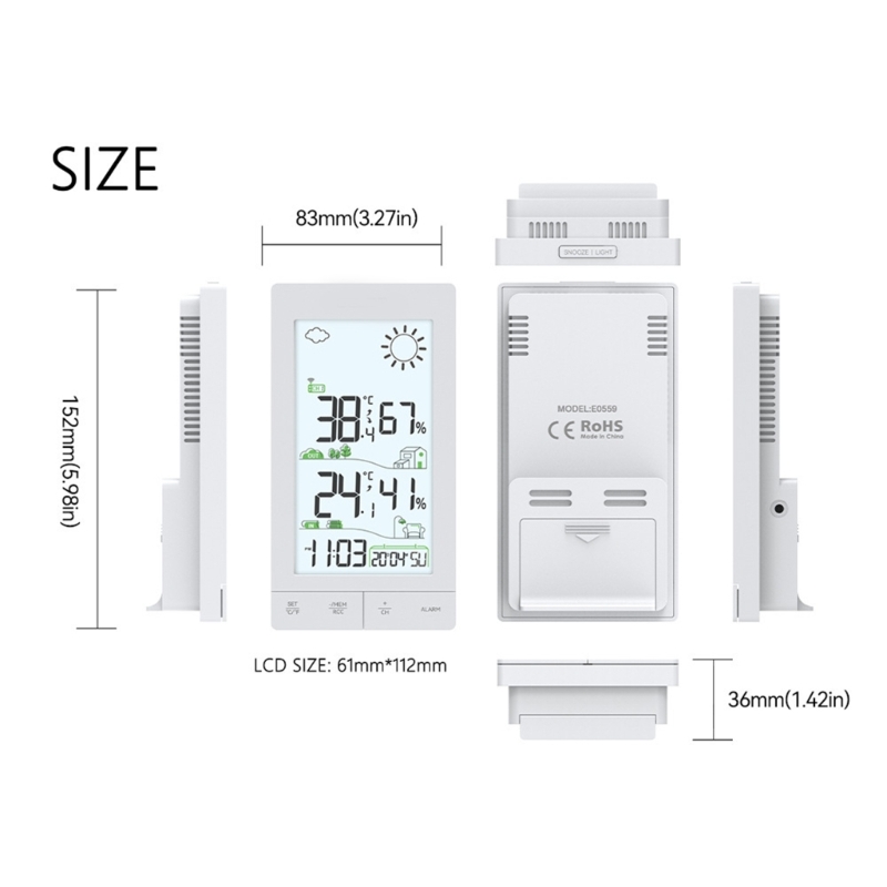 Digital Weather Stations touch screens Sensors for Indoor and Outdoor Temperature