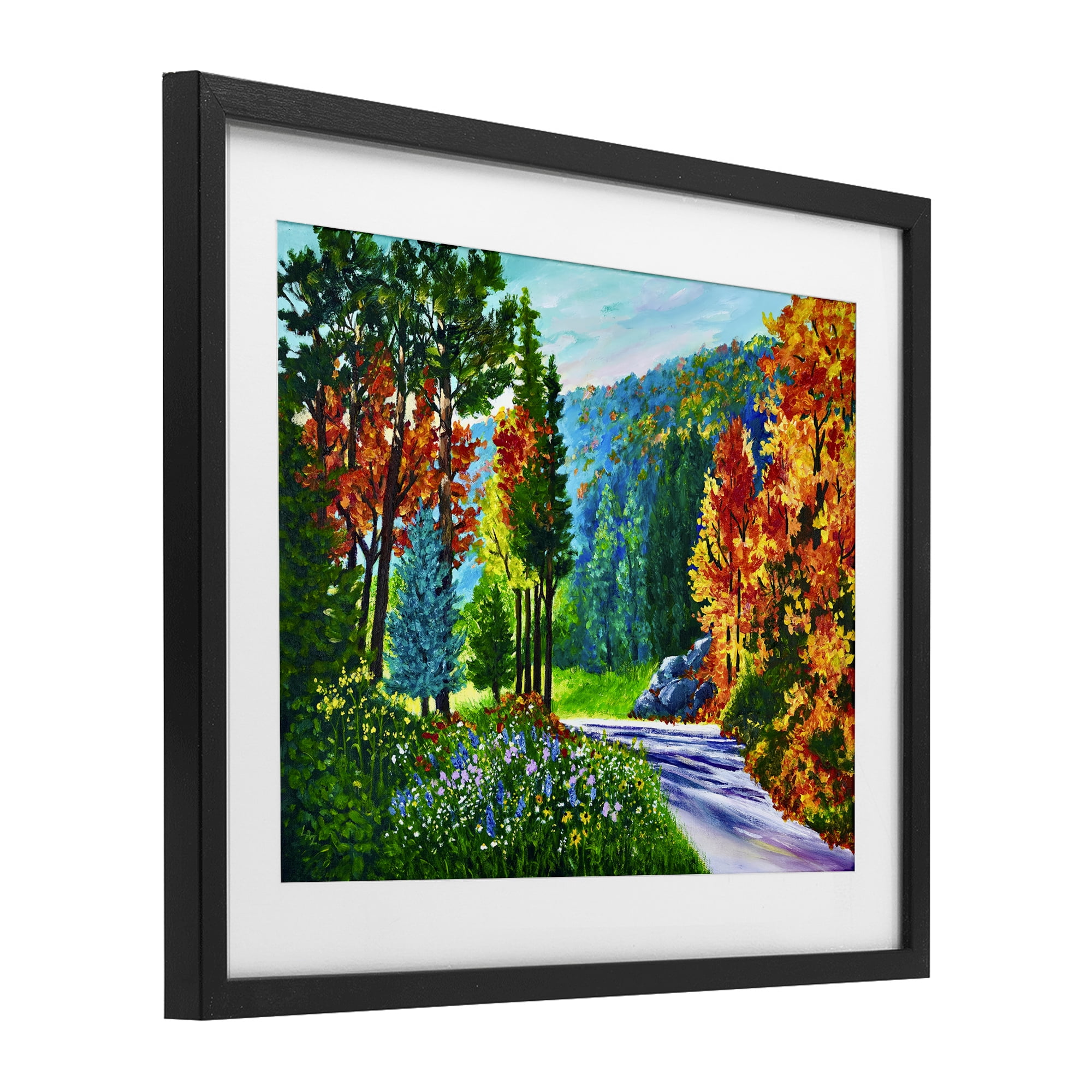 Stupell Industries Sunlit Autumn Woodland Pathway Black Framed Print Under Glass, design by Lee Ann Zirbes