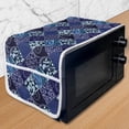 thumbnail image 1 of Checkered Microwave Oven Cover, Patchwork Style Damask Motifs in Geometric Violet Tones Floral Swirls Scrolls, Water Resistant Organizer with Pockets for Kitchen, 36" x 12", Multicolor, by Ambesonne, 1 of 4