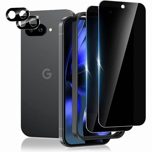 wonima11 [2+2 Pack for Google Pixel 9A Privacy Screen Protector and Camera Lens Protector, Tempered Glass Anti-Spy, Anti-Scratch, Bubbles Free, Easy Installation