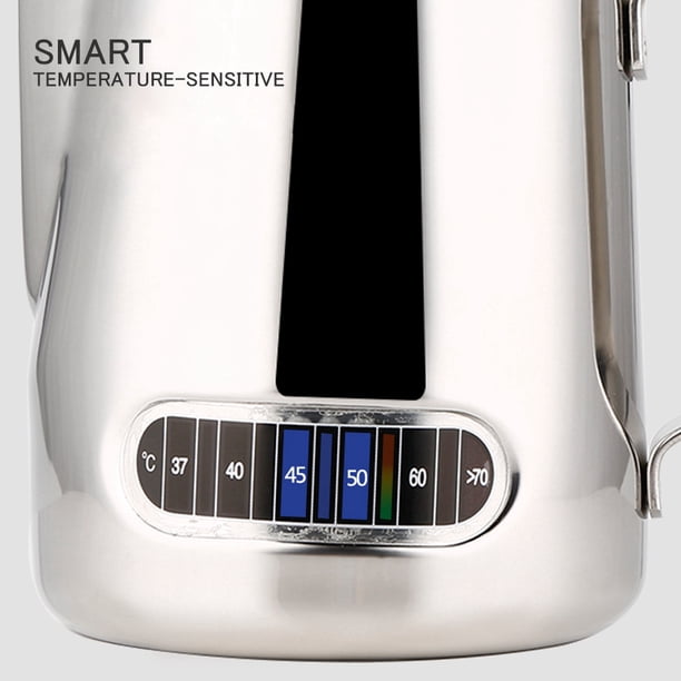 Jarra Para Espumar Leche De Acero Inoxidable Con Termómetro, Azul, 600ml, Para Café, Espumar Leche, Mezclar, Cocina, Cafetería