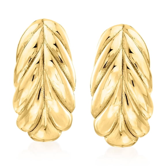 Ross-Simons Italian 18kt Gold Over Sterling Leaf Earrings, Women's, Adult
