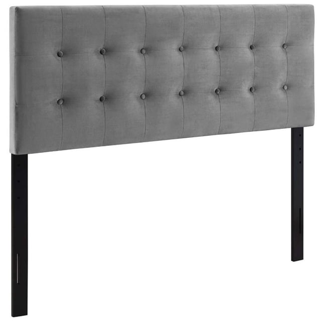 Pemberly Row Tête de Lit Capitonnée en Velours de Performance Grand Lit, Gris