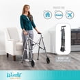thumbnail image 2 of Andador Stander Wonder Walker, ligero, plegable y compacto, ideal para adultos y personas mayores. Andador pequeño con ruedas de 6 pulgadas y deslizadores para mayor movilidad, color azul cobalto., 2 of 5
