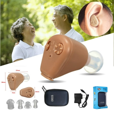 Newest Personal Mini In Ear Hearing Aids In visible Rechargeable Sound Amplifier Adjustable Tone with 4 Ear Plugs FDA Approved