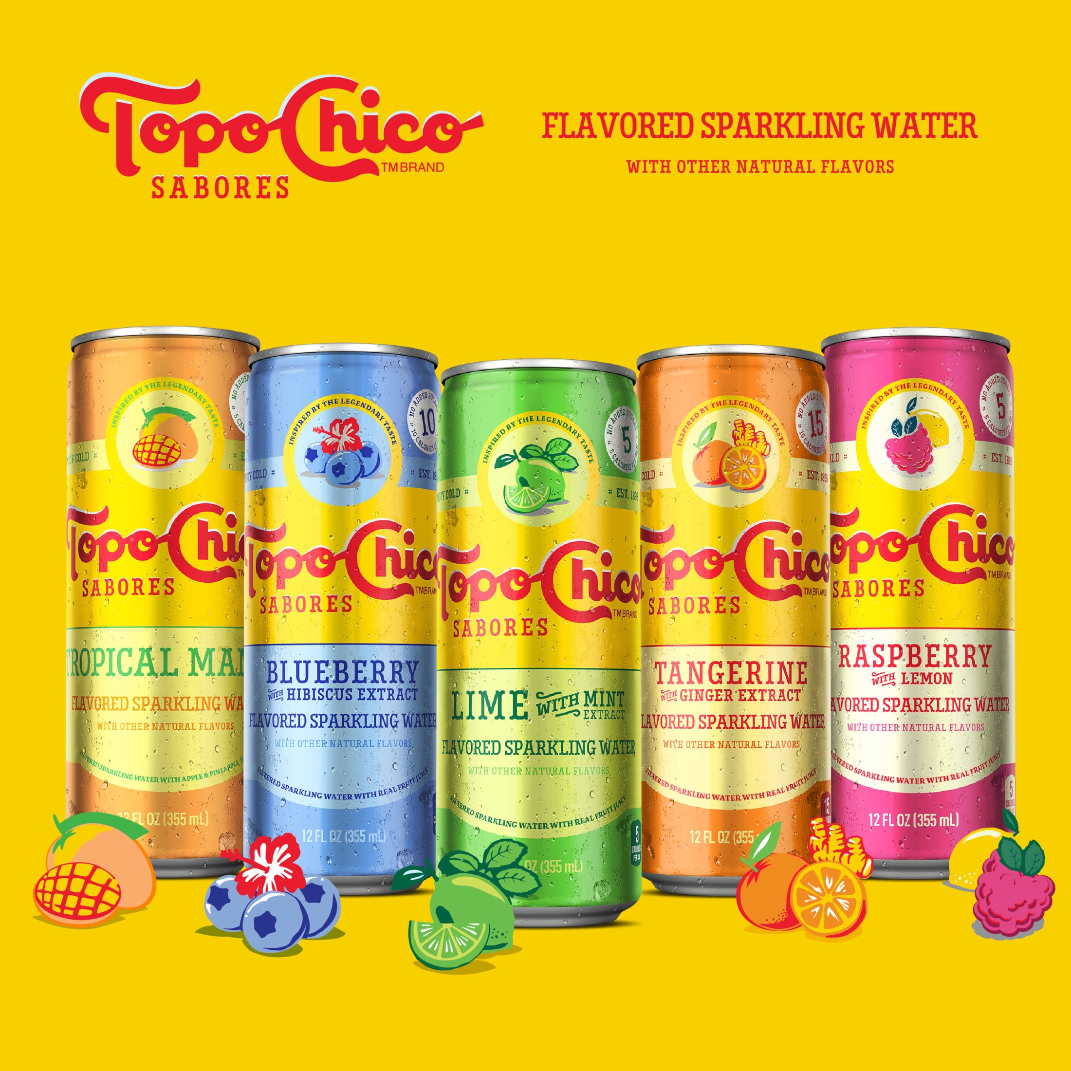 Topo Chico Sabores Tropical Mango Flavored Sparkling Water, 12 fl oz, 8 Pack Cans